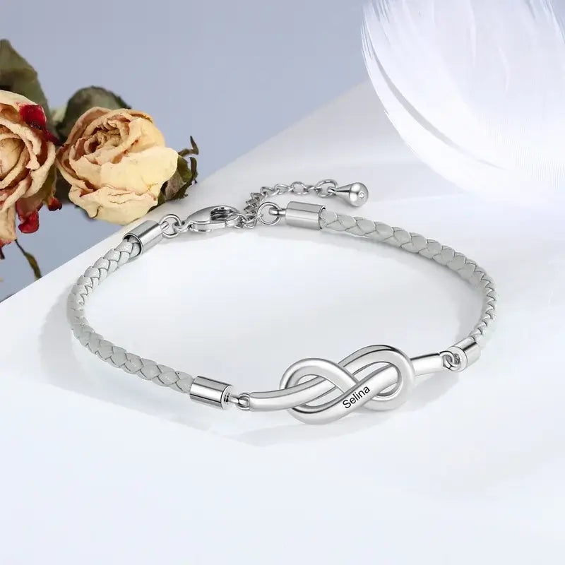 Infinity Matching Couple Bracelets | Engraved Couple Bracelets