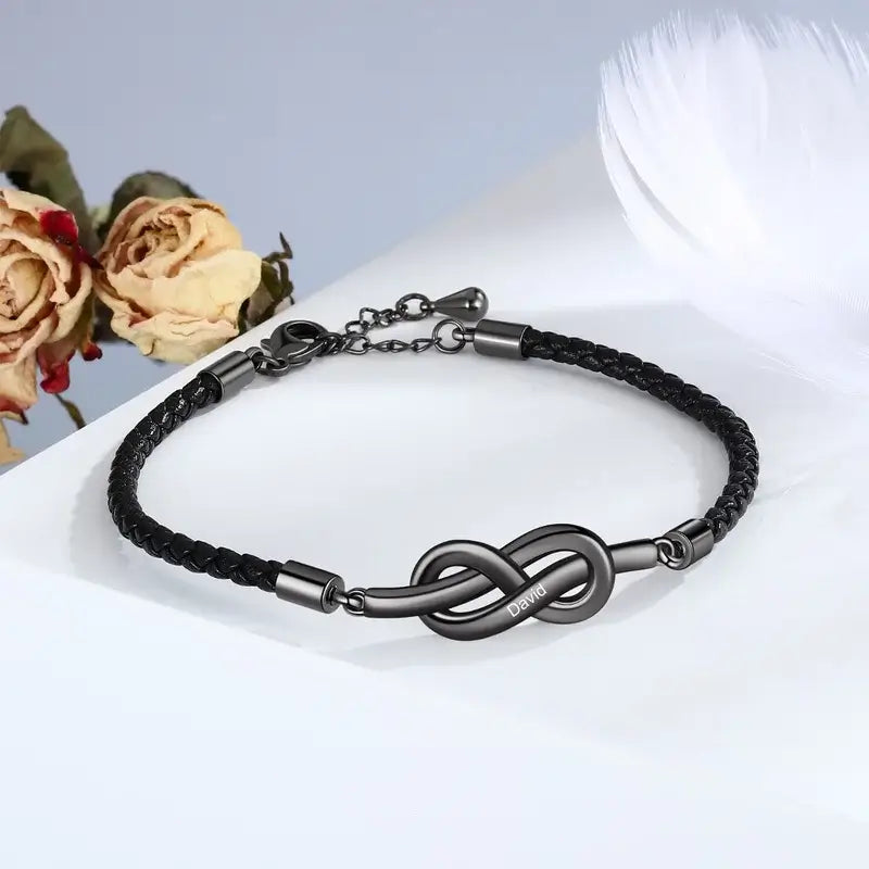 Infinity Matching Couple Bracelets | Engraved Couple Bracelets