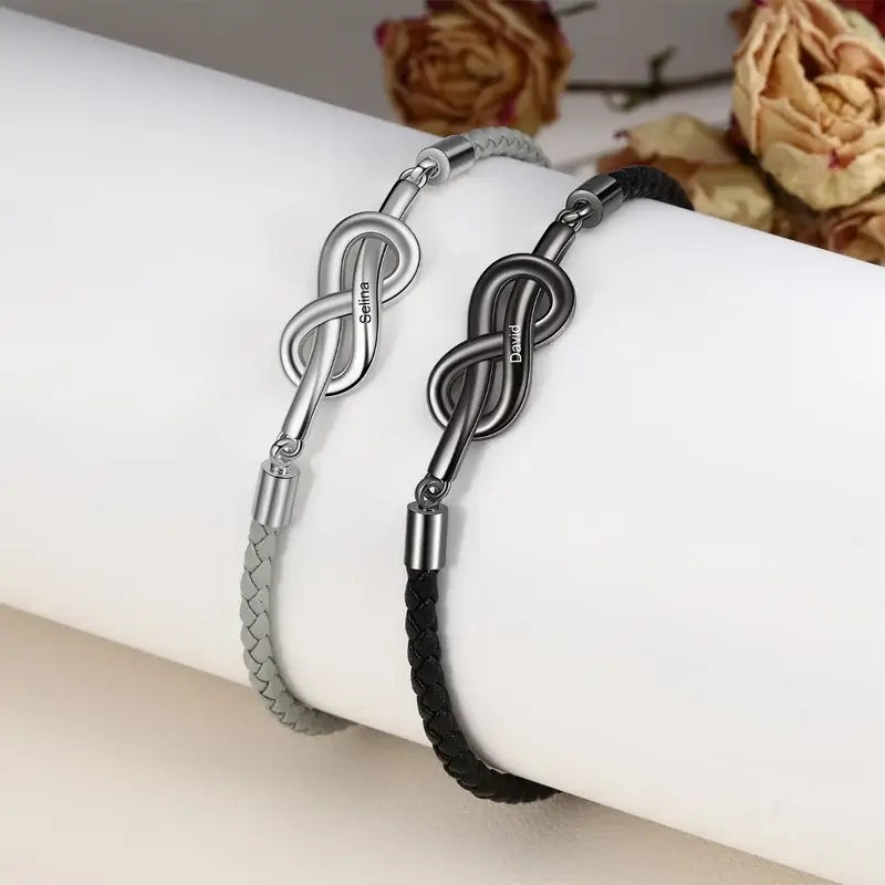 Infinity Matching Couple Bracelets | Engraved Couple Bracelets