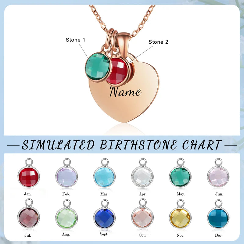 Initial and Name Birthstone Personalised Necklace