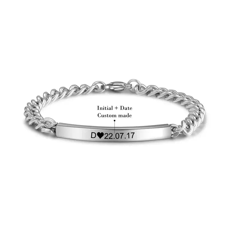 Initial and Date Bracelets for Couples | His and Hers Bracelets