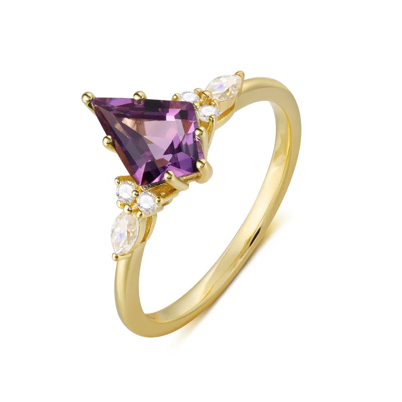 Kite Shaped Amethyst Ring Sterling Silver