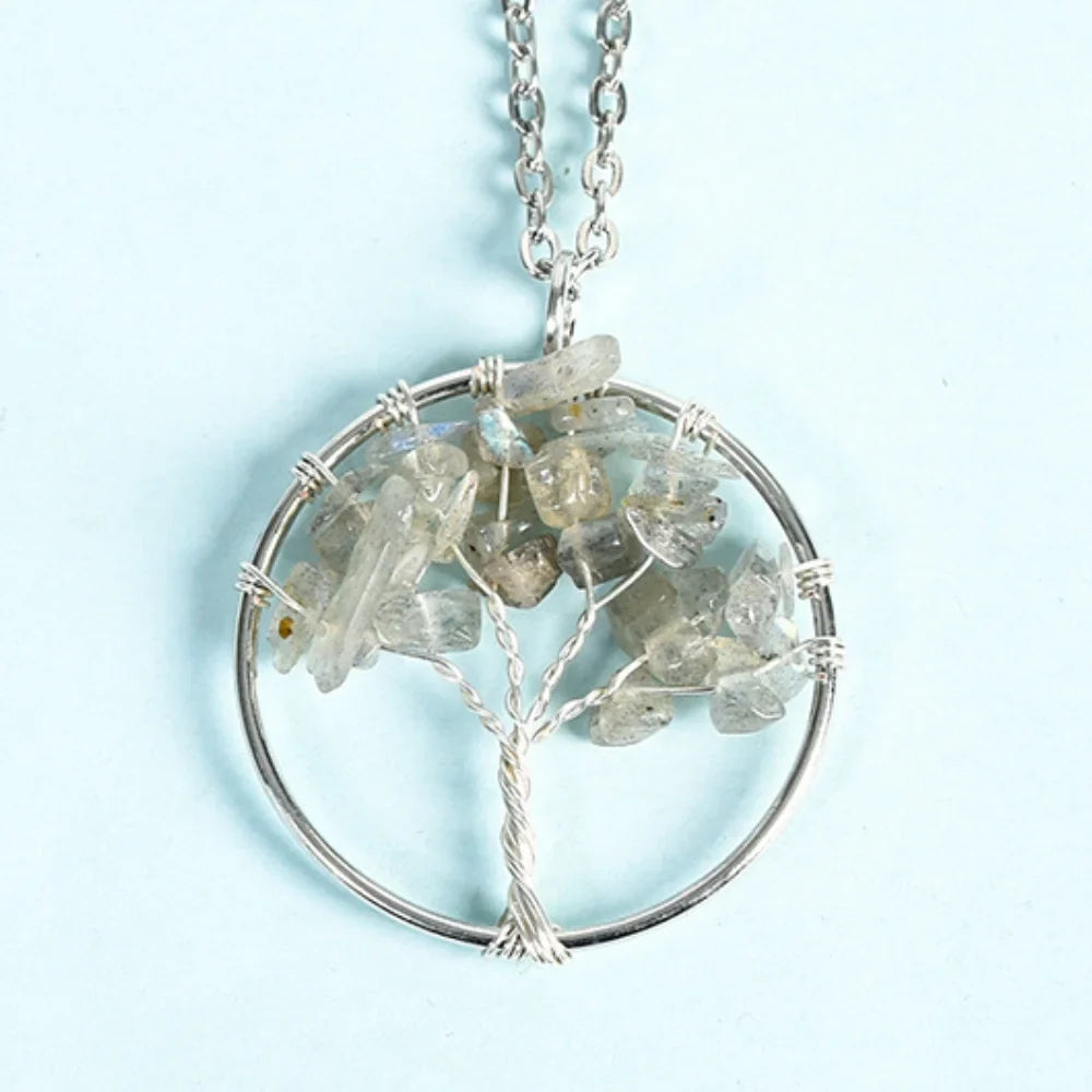 Labradorite Family Tree Crystal Necklace