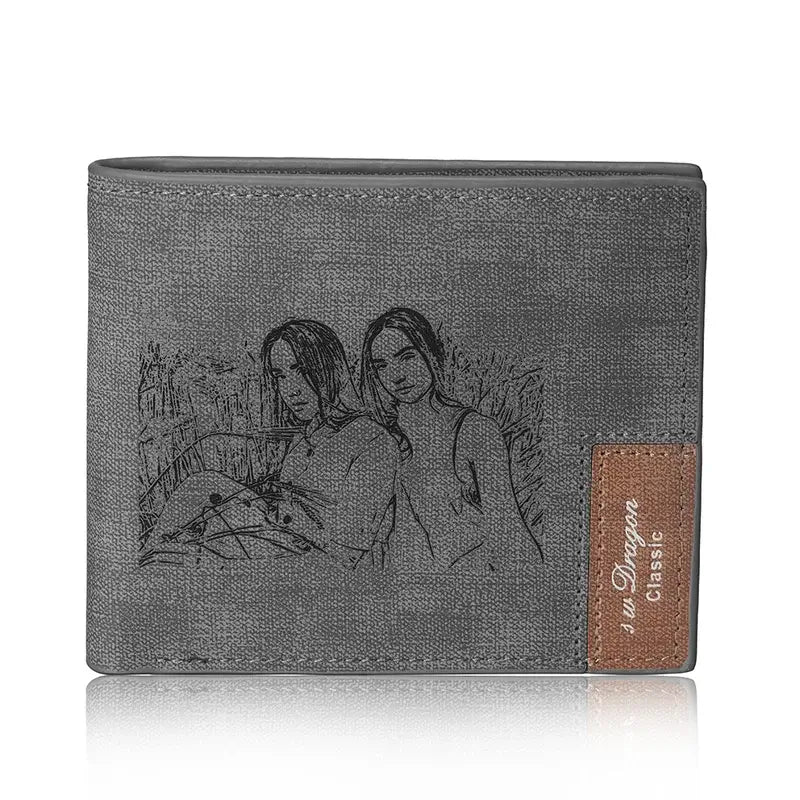 Leather Personalised Photo Wallet with Engraving