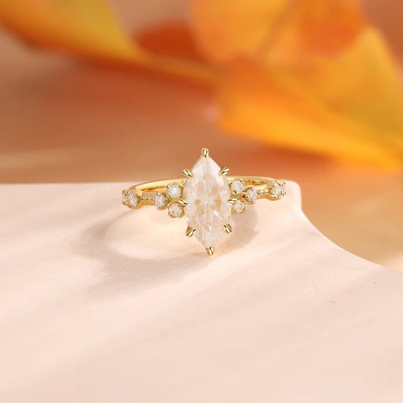 Marquise Cut Moissanite Engagement Ring