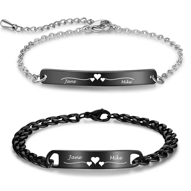 Matching Bracelets for Couples | Matching Couple Bracelets | His and Her Bracelets with Names | 2 Pieces