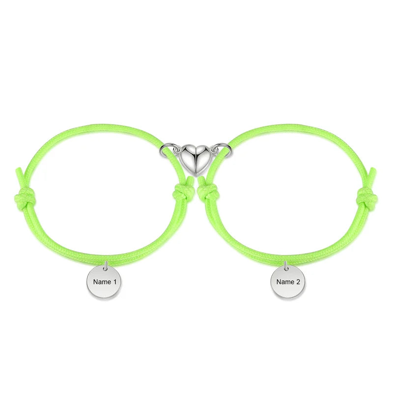 Matching Couple Bracelets | Engraved Matching Bracelets | Magnetic His and Hers Fluorescence Bracelets | 5 Colours