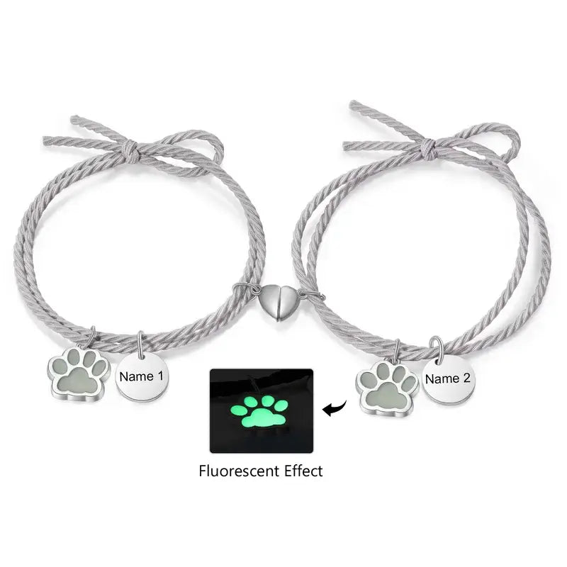 Matching Bracelets for Couples | Heart Magnetic Bracelets for Couples | Luminous Charm Braided Couple Bracelets | 5 Colours | 2 Pieces