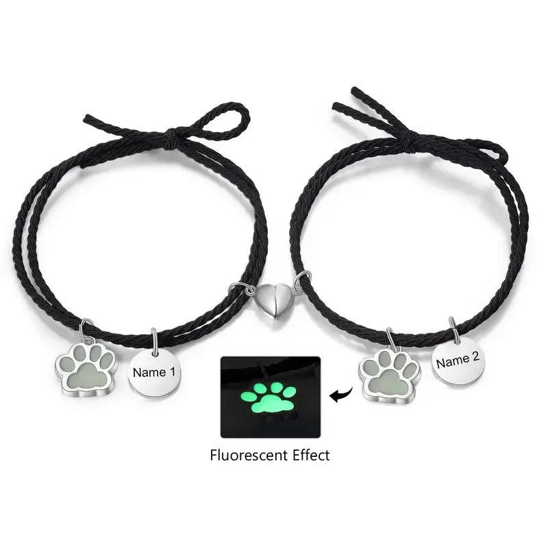 Matching Bracelets for Couples | Heart Magnetic Bracelets for Couples | Luminous Charm Braided Couple Bracelets | 5 Colours | 2 Pieces