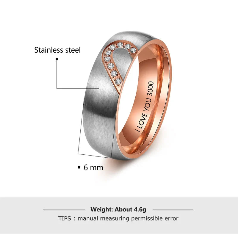 Matching Heart Couple Rings | Engraved Ring Set | His and Hers Ring