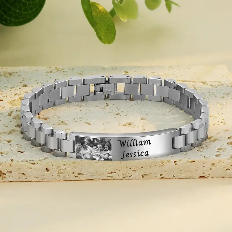 Mens Personalised Photo Bracelet Stainless Steel