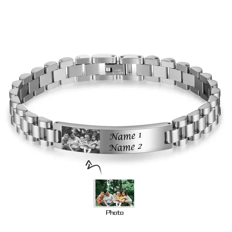 Mens Personalised Photo Bracelet Stainless Steel