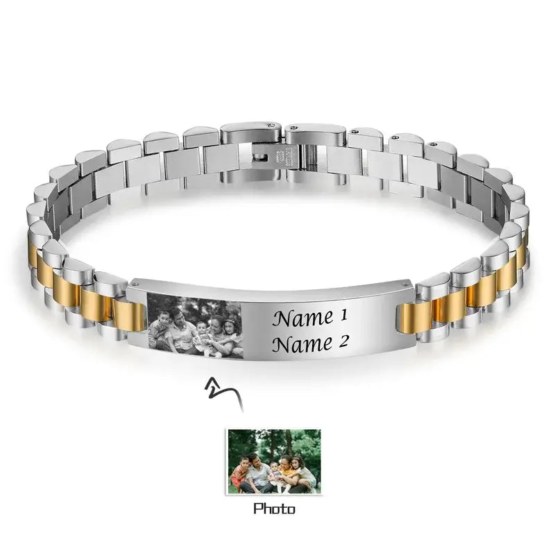 Mens Personalised Photo Bracelet Stainless Steel