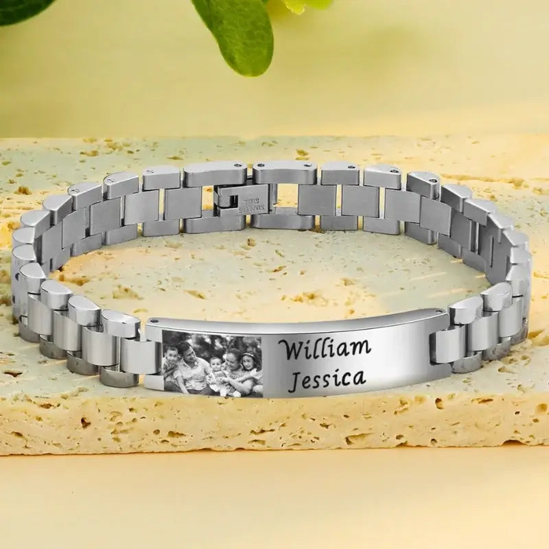 Mens Personalised Photo Bracelet Stainless Steel