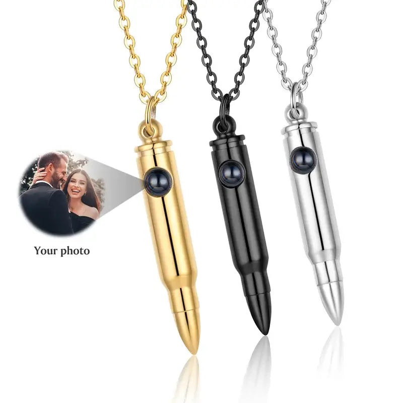 Men's Photo Projection Necklace with Picture Inside