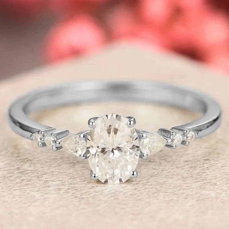 Moissanite Wedding Ring Oval Shaped