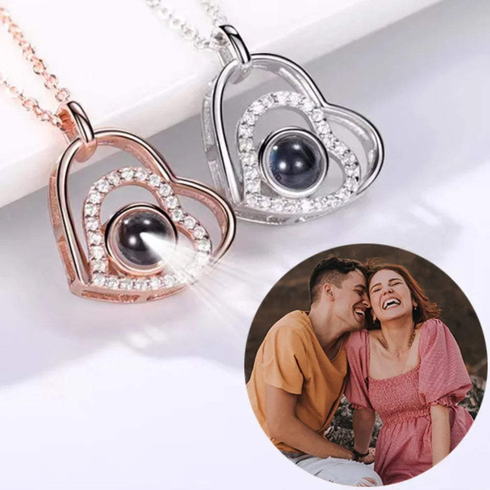 Necklace with Picture Inside, Photo Projection Necklace, Projection Jewellery Heart Pendant