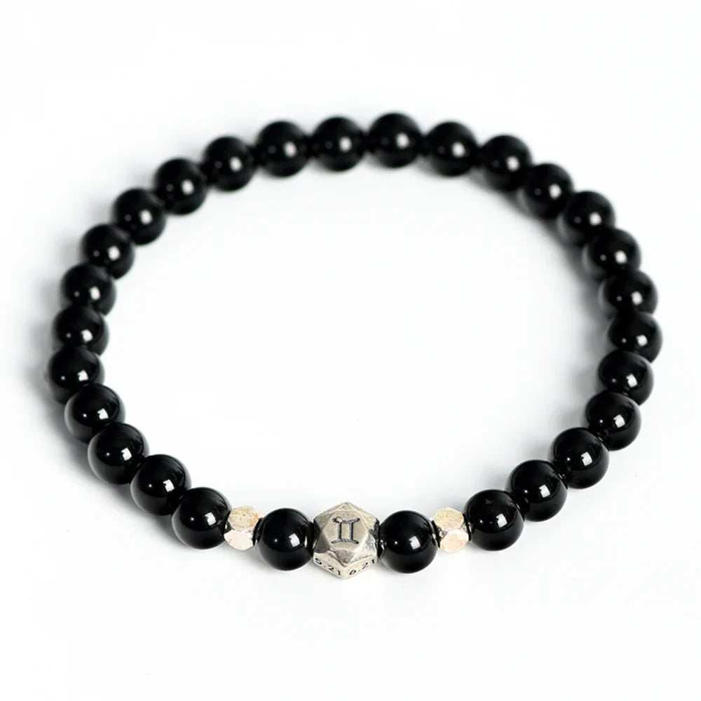 Obsidian Crystal Zodiac Bead Bracelet - Obsidian Zodiac Bracelet