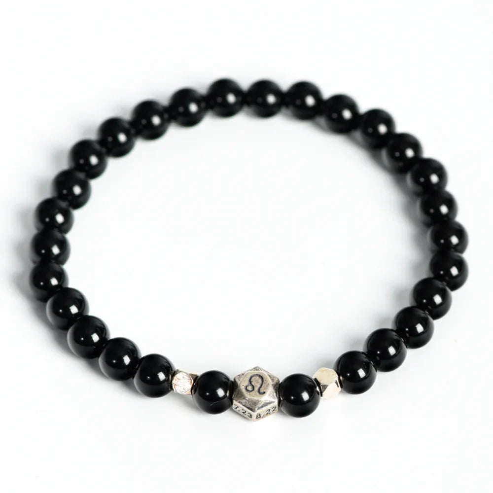 Obsidian Crystal Zodiac Bead Bracelet - Obsidian Zodiac Bracelet