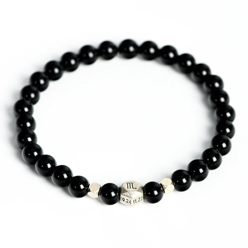 Obsidian Crystal Zodiac Bead Bracelet - Obsidian Zodiac Bracelet