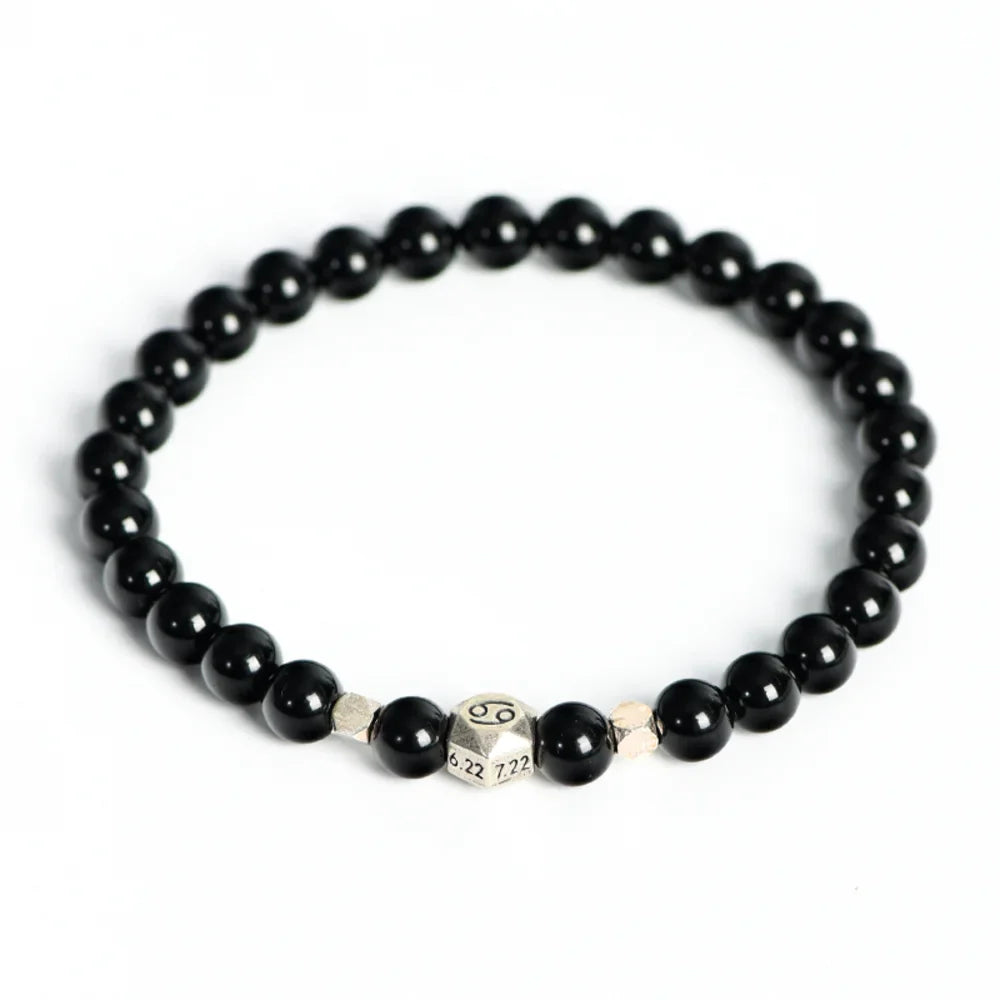 Obsidian Crystal Zodiac Bead Bracelet - Obsidian Zodiac Bracelet