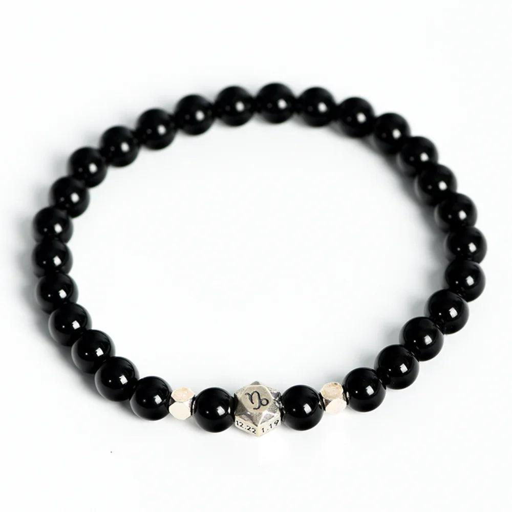 Obsidian Crystal Zodiac Bead Bracelet - Obsidian Zodiac Bracelet