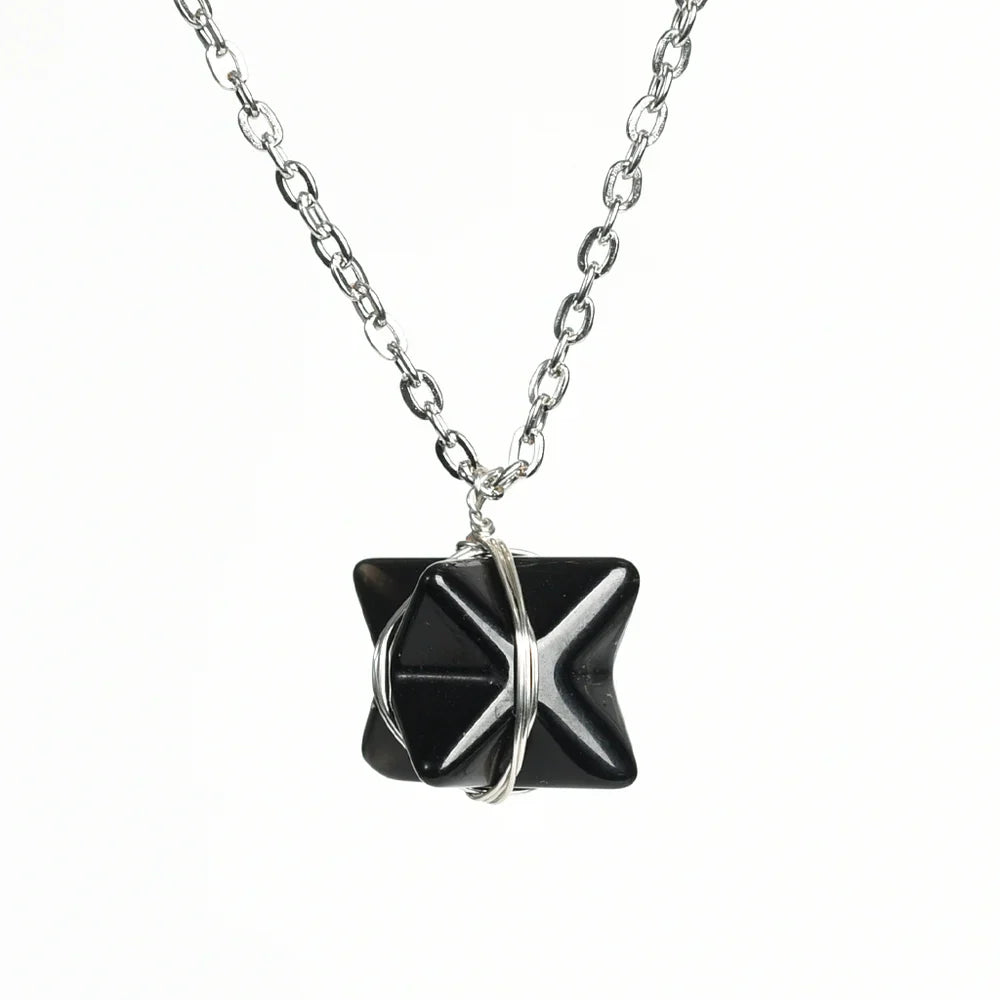 Obsidian Merkaba Crystal Necklace