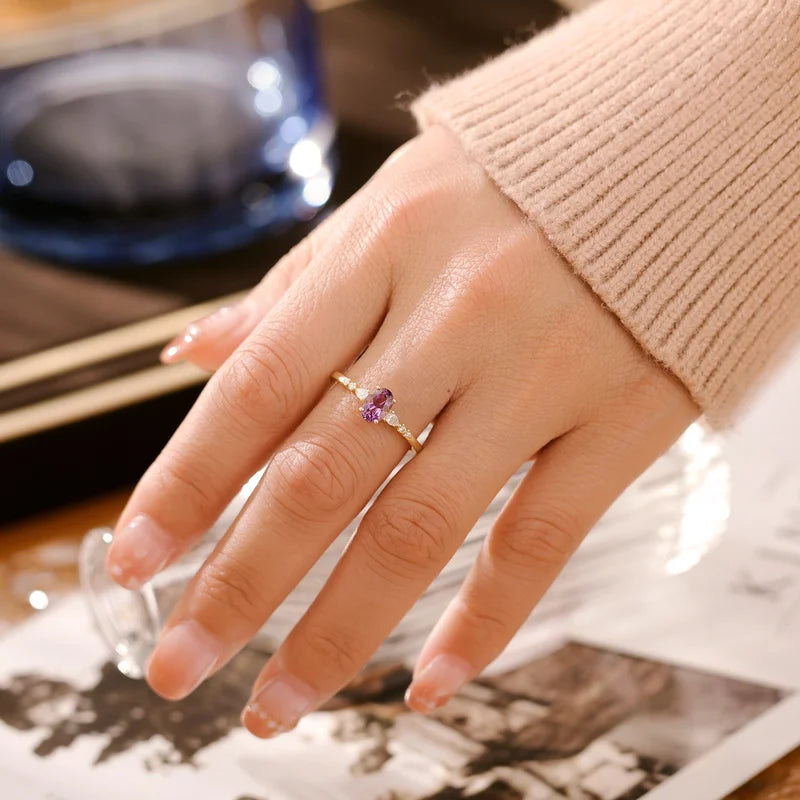 Oval Cut Amethyst Engagement Ring