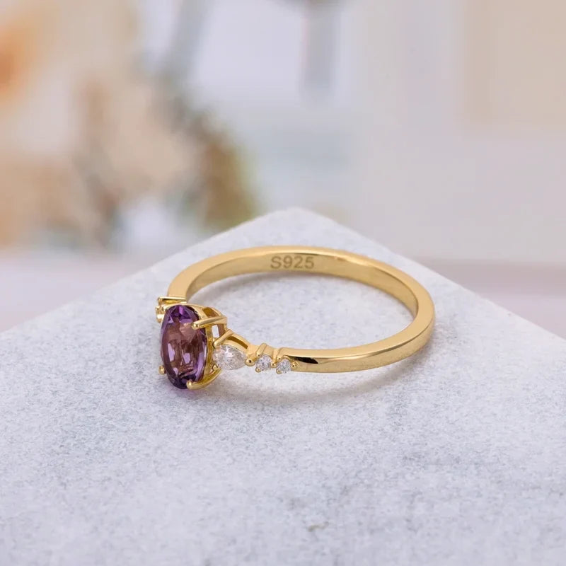 Oval Cut Amethyst Engagement Ring