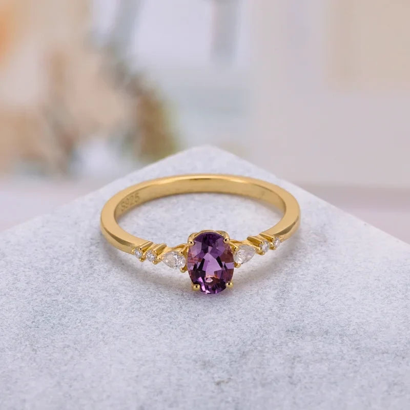 Oval Cut Amethyst Engagement Ring