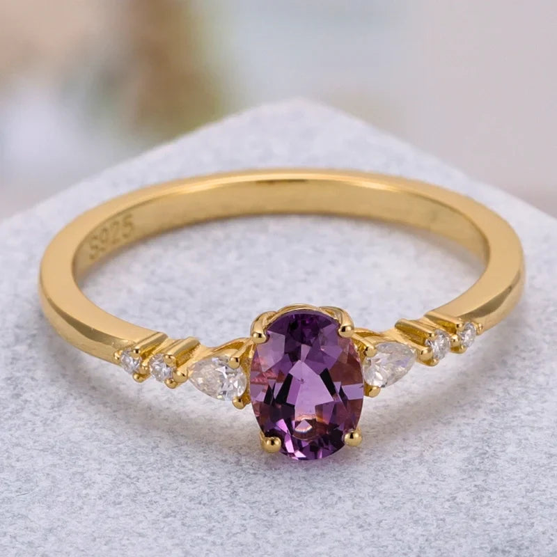 Oval Cut Amethyst Engagement Ring