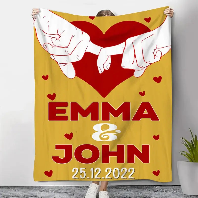 Personalised Blanket with Name | Personalised Flannel Blanket | Personalised Blanket for Couple