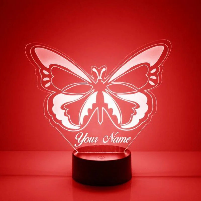 Personalised Butterfly Night Light 7 Colours - Custom Acrylic LED Name Night Lamp - Christmas, Valentine's, Anniversary, Birthday, Mother's Day Gift