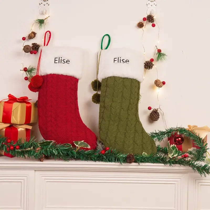 Personalised Christmas Decoration Cable Knit Name Stocking