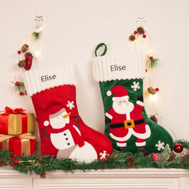 Personalised Christmas Santa/Snowman Christmas Stockings Fireplace Decoration Gift Stockings