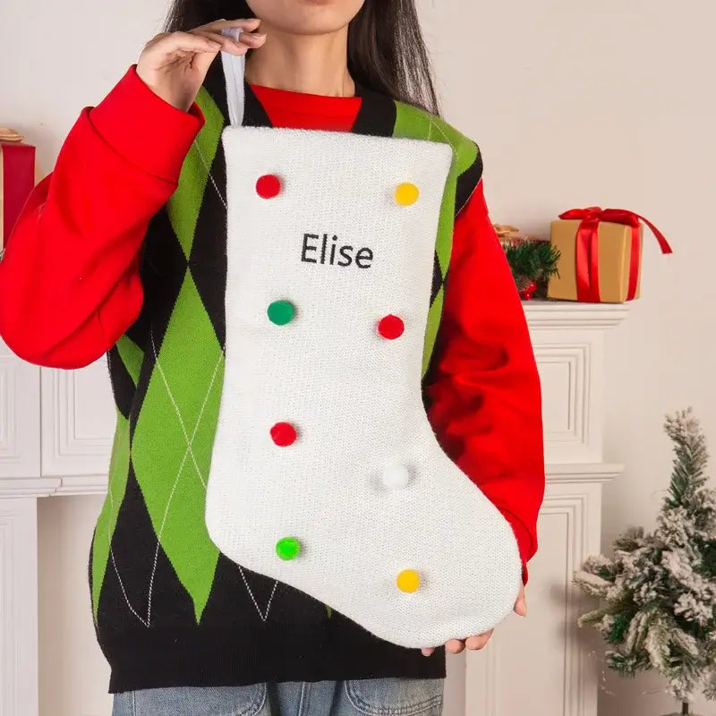 Personalised Christmas Stocking with Name, Home Decor, Candy Bag