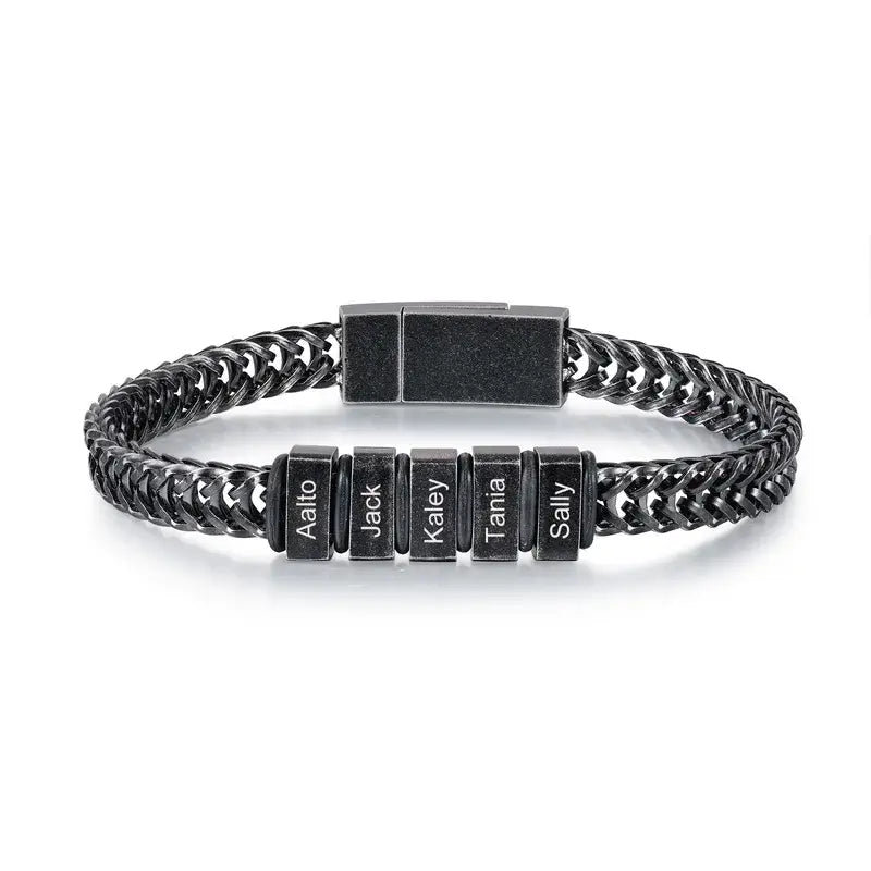 Mens Personalised Engraved Names Bracelet Stainless Steel