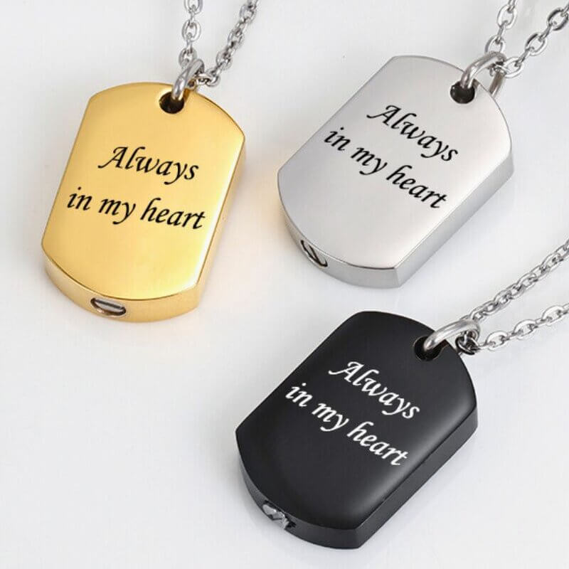 Personalised Engraved Tag Locket Ashes Necklace