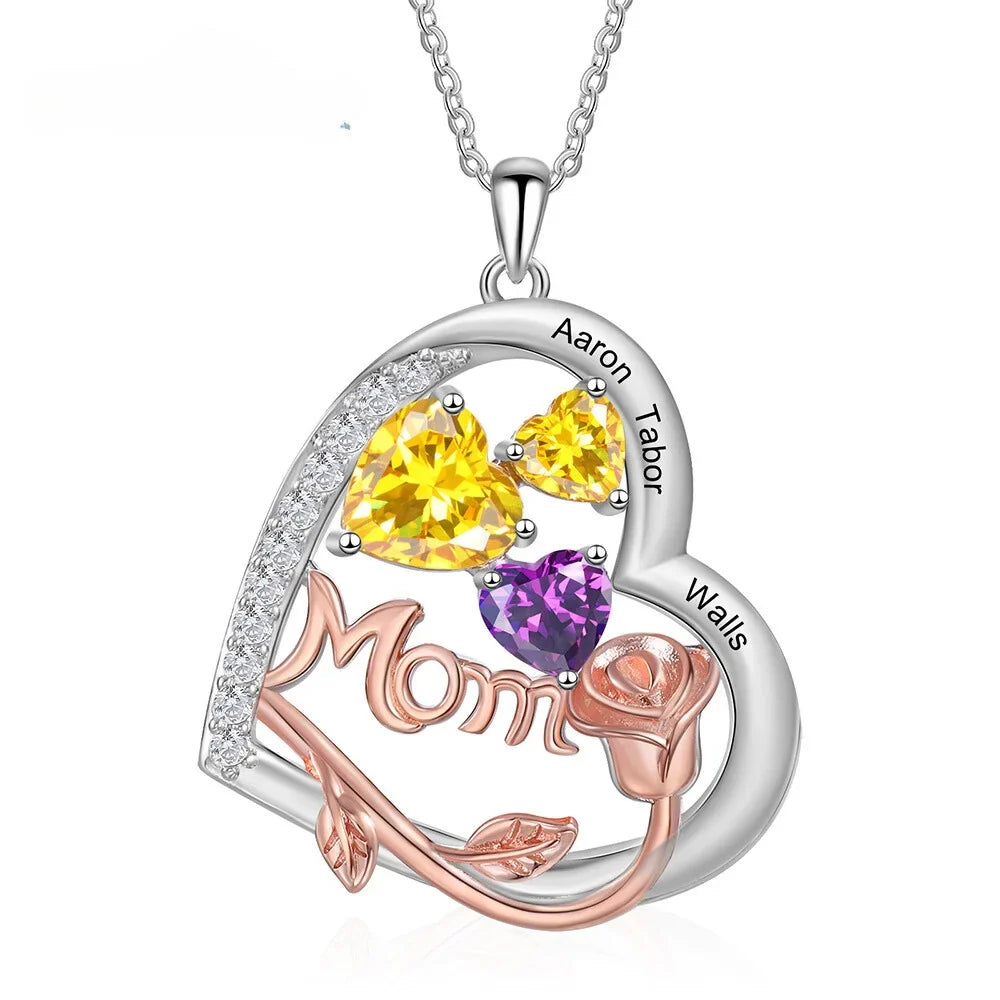 Personalised Necklace for Mum, Personalised Mom Jewellery Necklace, Mother's Day Necklace with Names and Birthstones