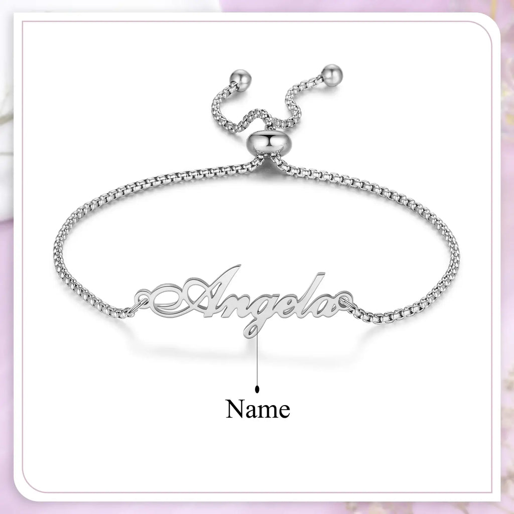 Personalised Name Bracelet Silver/Gold/Rose Gold, Custom Name Bracelet for Women