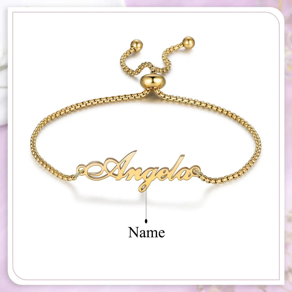 Personalised Name Bracelet Silver/Gold/Rose Gold, Custom Name Bracelet for Women