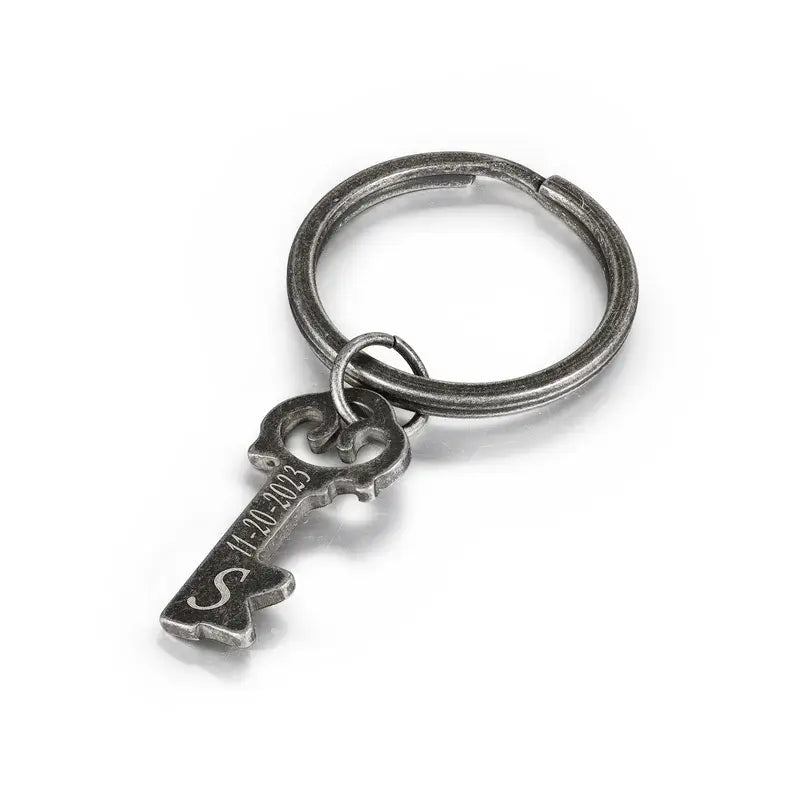 Matching Couples Keyrings, Personalised Engraved Keyrings with Initial, Customised Keyrings with Date