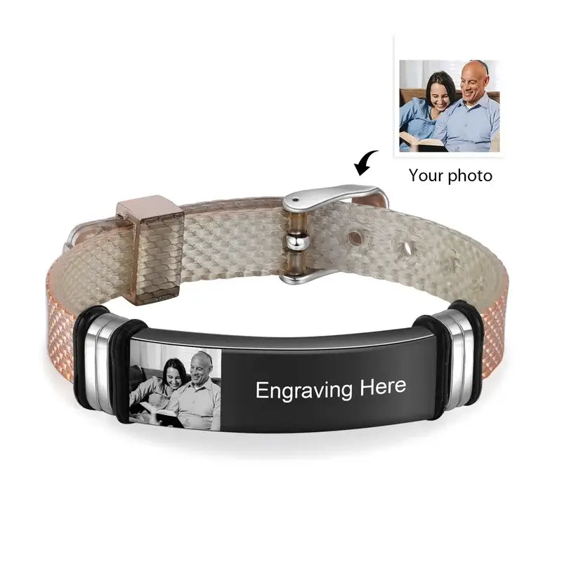 Photo Bracelet for Men - Men's Engraved Photo Bracelet