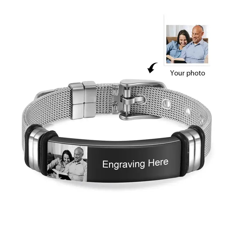 Photo Bracelet for Men - Men's Engraved Photo Bracelet