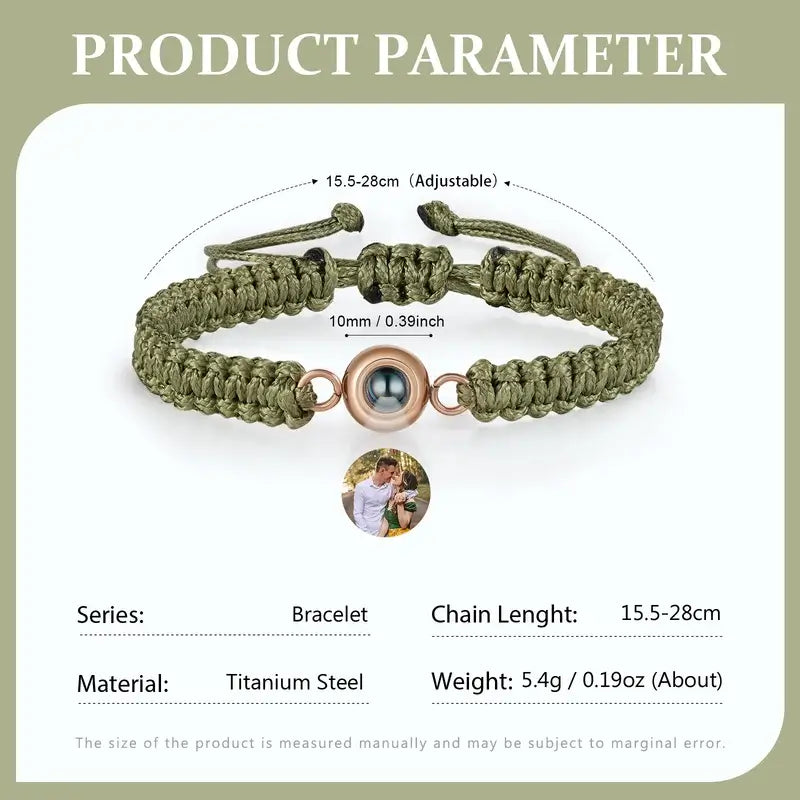 Photo Projection Braided Bracelet | Bracelet with Picture Inside