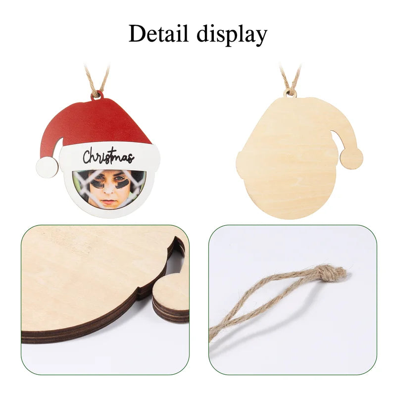 Photo Santa Hat Personalised Christmas Bauble – Custom Wooden Ornament