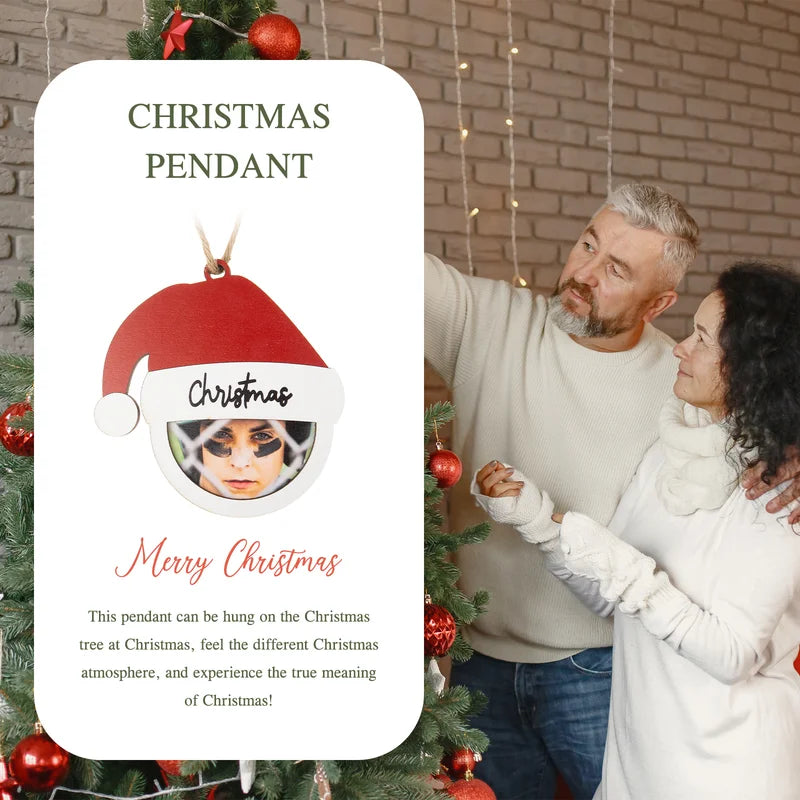 Photo Santa Hat Personalised Christmas Bauble – Custom Wooden Ornament