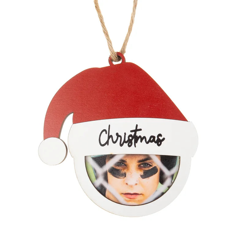 Photo Santa Hat Personalised Christmas Bauble – Custom Wooden Ornament