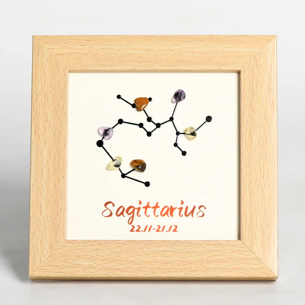 Raw Crystal Zodiac Symbols Picture Frame