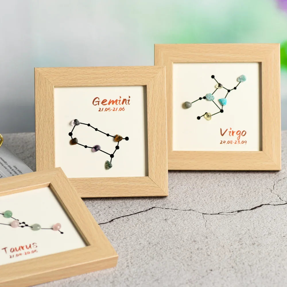 Raw Crystal Zodiac Symbols Picture Frame